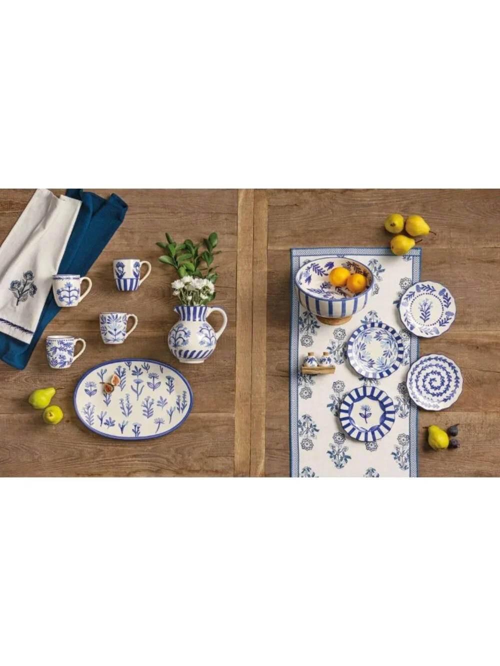 Charming Blue Round Flower Salad Plate - Stoneware, Perfect for Entertaining